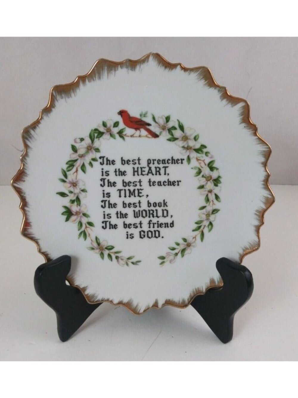 Vintage Artmark The Best Friend Is God Cardinal Floral Decorative 7.25" Plate